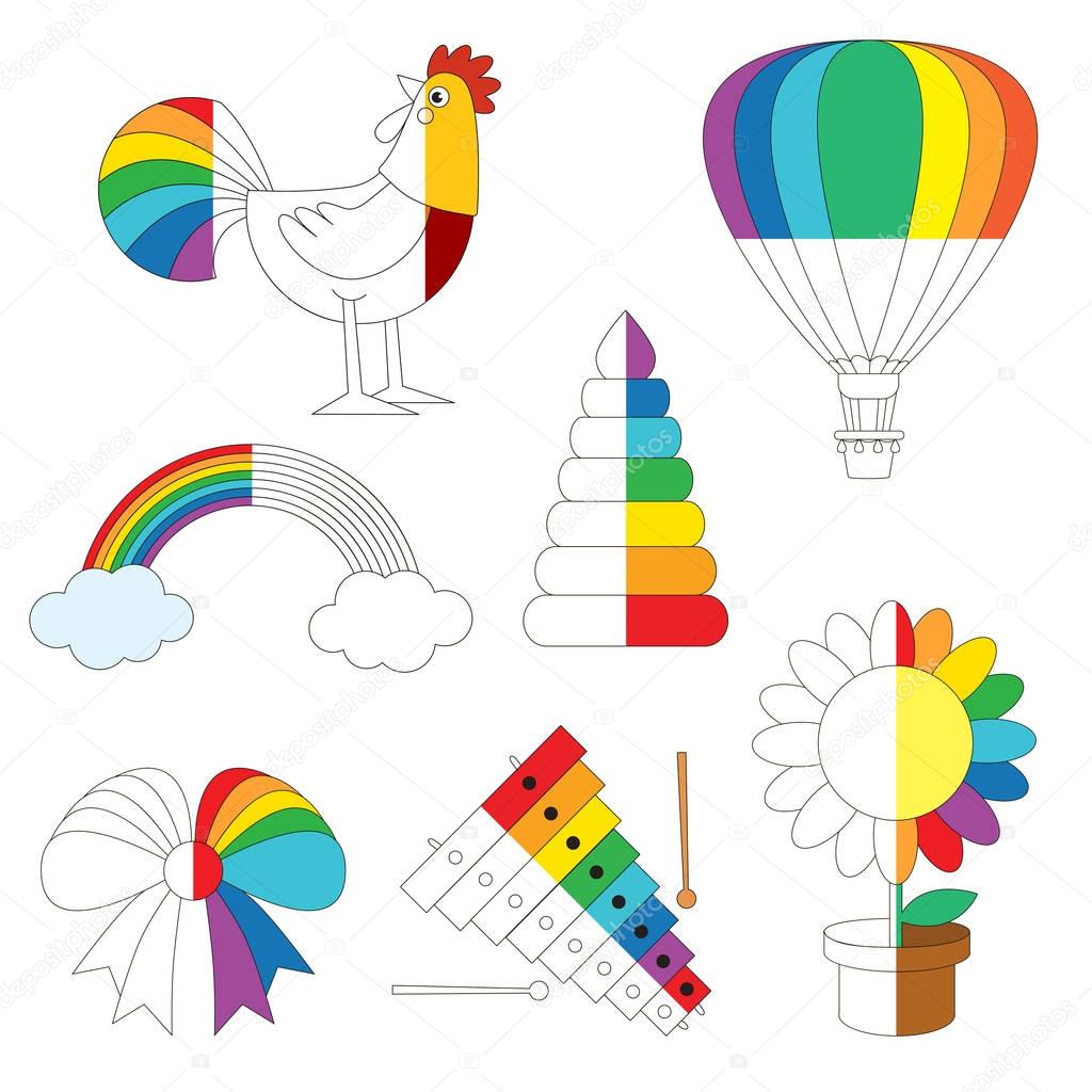 Rainbow Colorful Images, the big kid game to be colored by example half.
