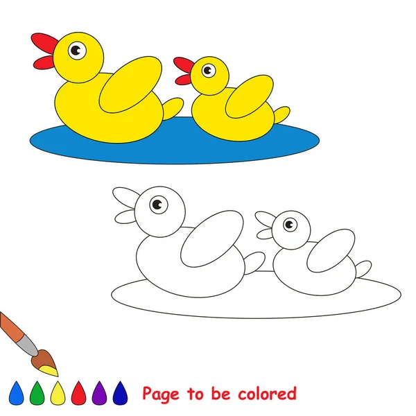 Dois Patos Amarelos Serem Coloridos Livro Colorir Para Crianças Pré — Vetor de Stock