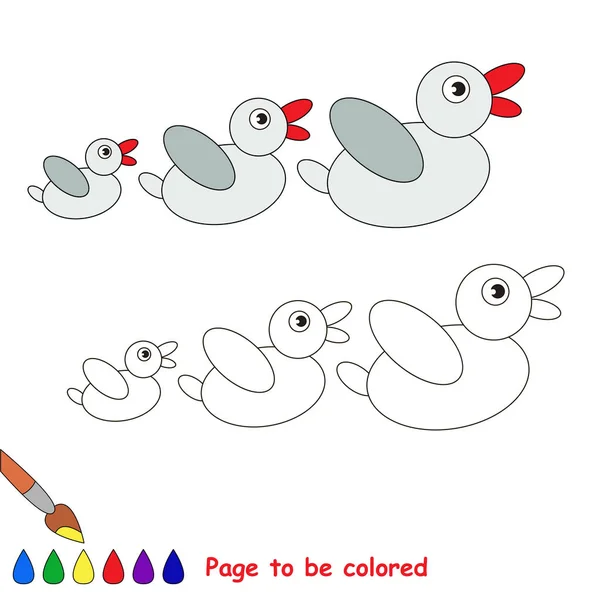 Trzy Białe Kaczki Być Kolorowe Kolorowanka Dla Dzieci Wieku Przedszkolnym — Wektor stockowy