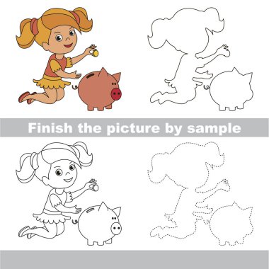 Çalışma sayfası tarafından örnek için tam bir resim çizim çocuk.