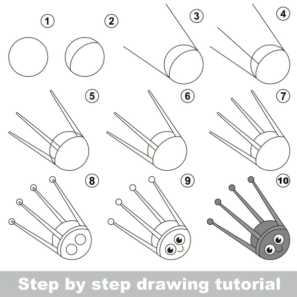 Tutoriel de dessin pour enfants d'âge préscolaire . — Image vectorielle