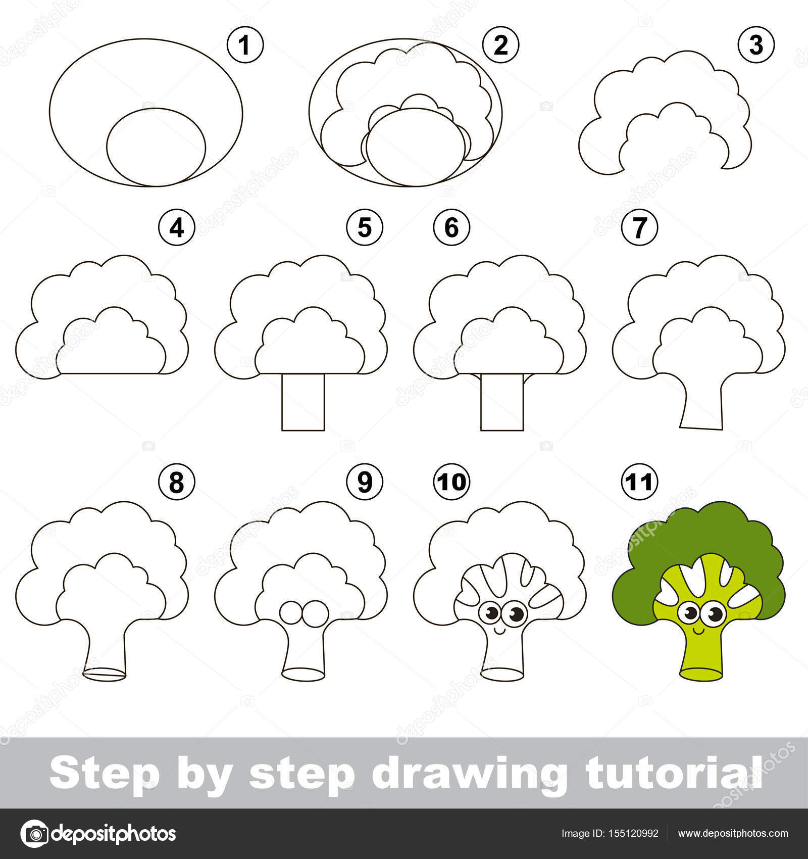 Desenho passo a passo. tutorial de desenho para crianças. nível