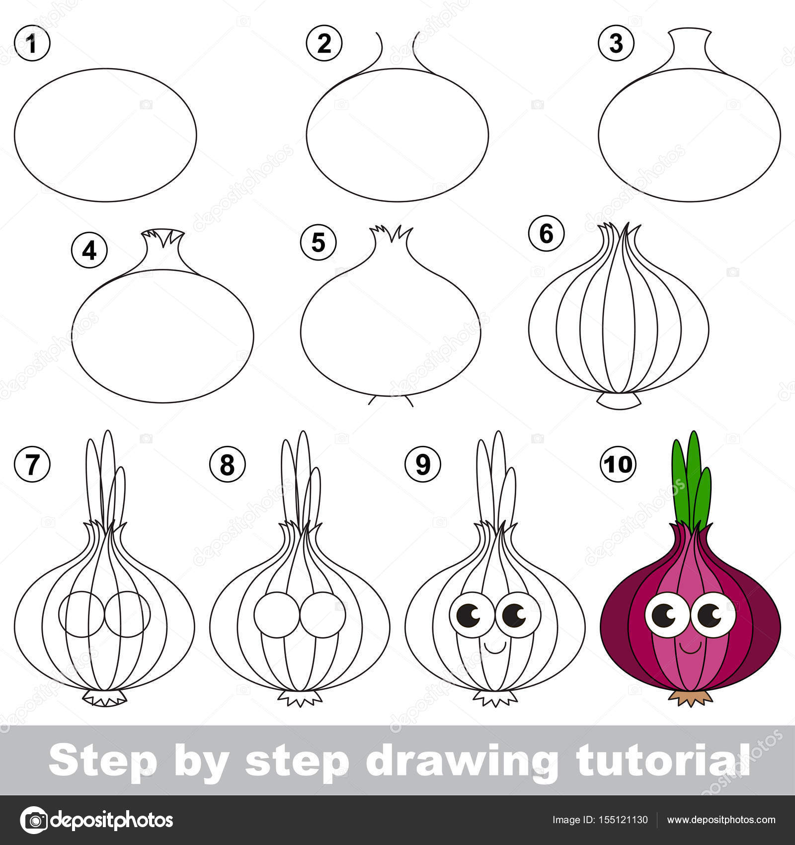 How to draw an onion easy step by step for kids - YouTube