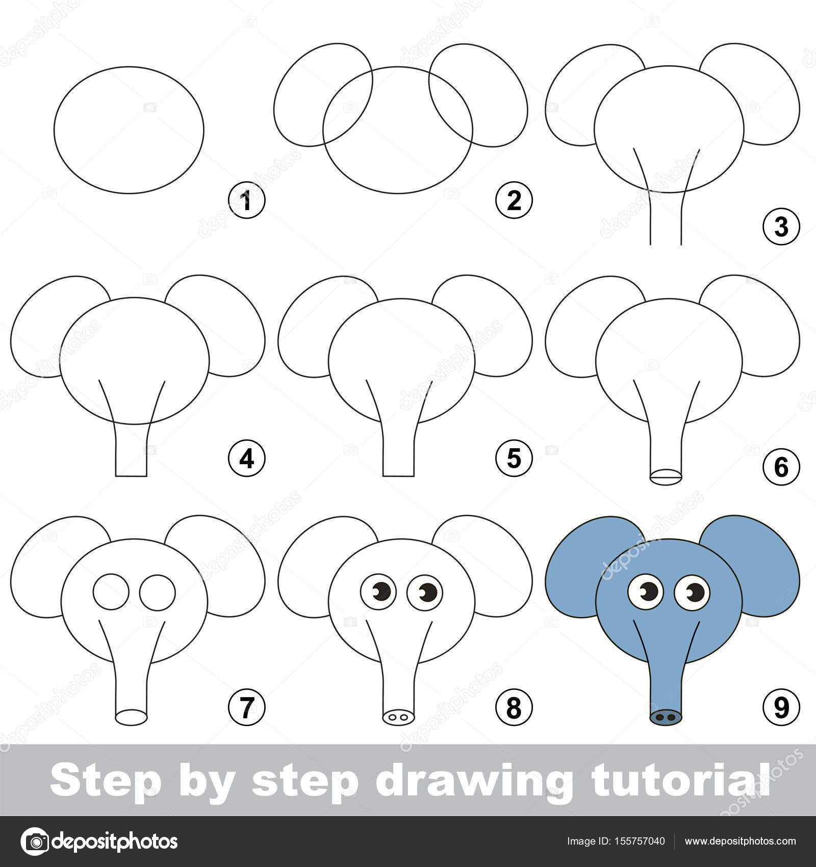 Desenho passo a passo. tutorial de desenho para crianças. nível