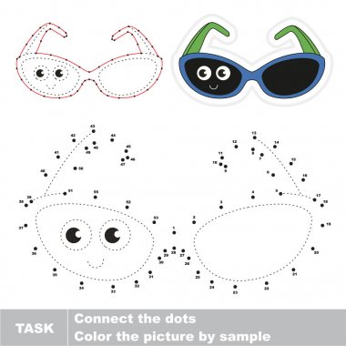 Şirin güneş gözlüğü. Nokta nokta eğitim oyun çocuklar için.