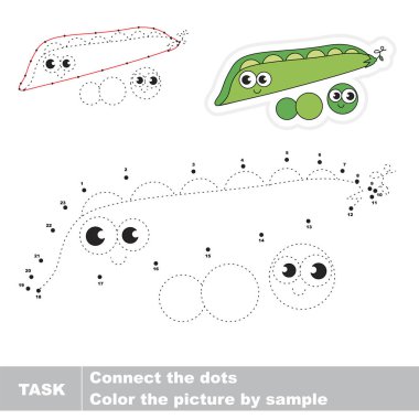 Komik Yeşil tatlı bezelye. Nokta nokta eğitim oyun çocuklar için.