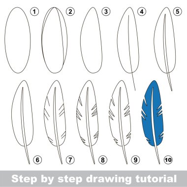 Kid game to develop drawing skill with easy gaming level for preschool kids, drawing educational tutorial for Blue Feather clipart