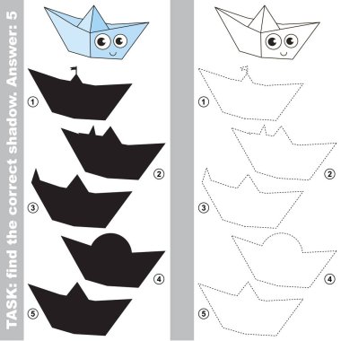Mutlu kağıt doğru olanı bulmak için gemi farklı gölgeler ile karşılaştırmak ve nesne ile doğru gölge, eğitim çocuk oyun basit oyun level ile bağlayın.