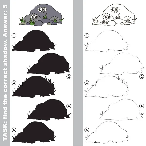 可爱的石头用不同的阴影找到正确的一个 比较和连接对象与它真正的阴影 教育孩子游戏与简单的游戏级别 图库矢量图片