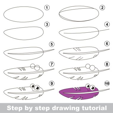 Kid game to develop drawing skill with easy gaming level for preschool kids, drawing educational tutorial for Funny Feather clipart