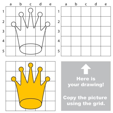 Kılavuz çizgileri, okul öncesi çocuk eğitimi kolay oyun düzeyi için basit eğitim oyunu, oyun Gold Crown ile çizim çocuk kullanarak resim kopyalama