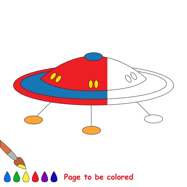 Flying Ufo Sauser Coloring Book Educate Preschool Kids Easy Gaming — Stock Vector