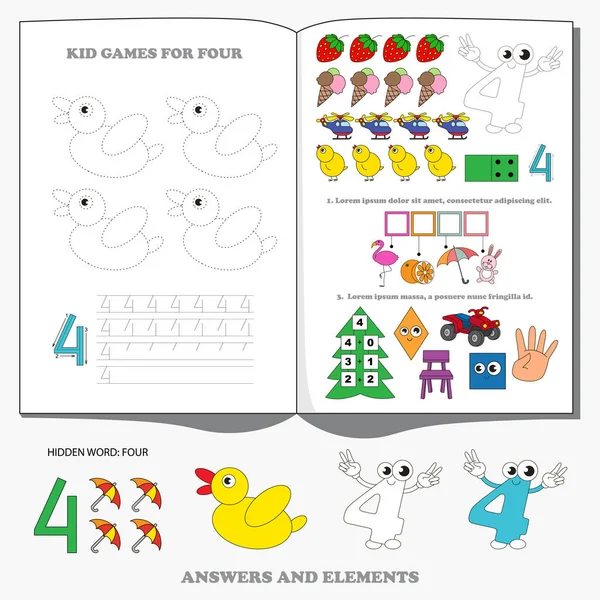 Großes Spielset Für Figur Vier Punkt Punkt Lernspiel Für Kinder — Stockvektor