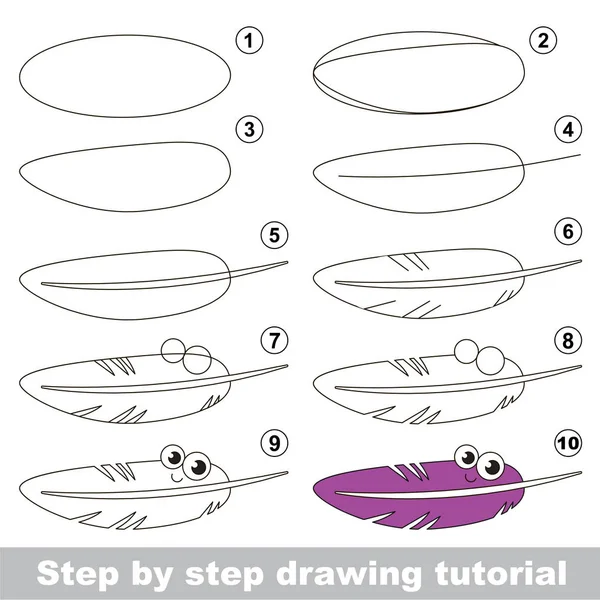 儿童游戏开发的绘画技巧 为学龄前儿童轻松的游戏水平 绘制有趣的羽毛教育教程 图库矢量图片