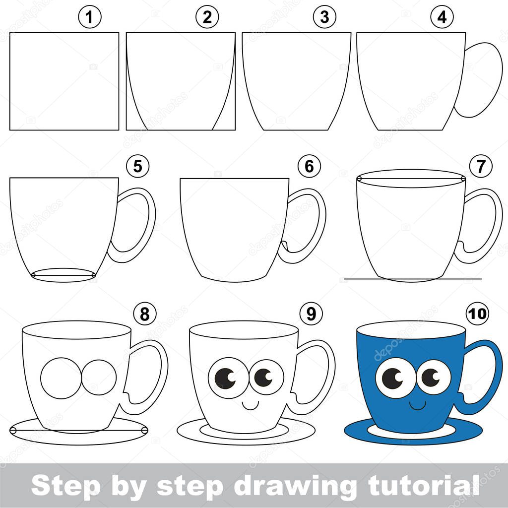 Kid game to develop drawing skill with easy gaming level for preschool kids, drawing educational tutorial for Funny Cup