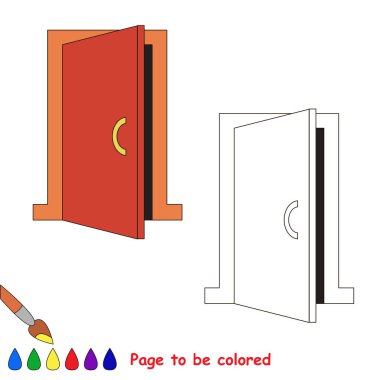 Kapı renkli, kolay eğitim oyun level ile okul öncesi çocuklar için boyama kitabı.