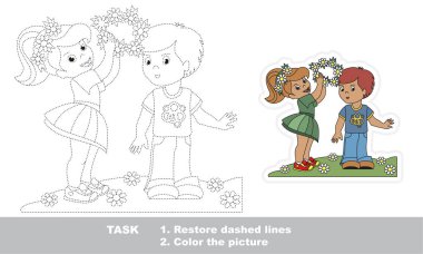 Dostluk. Nokta nokta eğitim oyun çocuklar için.