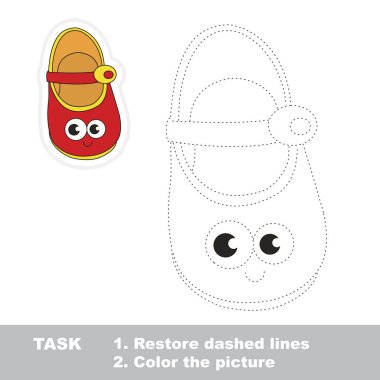 Bir kırmızı ayakkabı. Nokta nokta eğitim oyun çocuklar için.