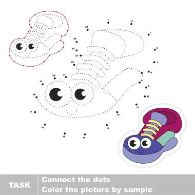 Komik ayakkabı. Nokta nokta eğitim oyun çocuklar için.