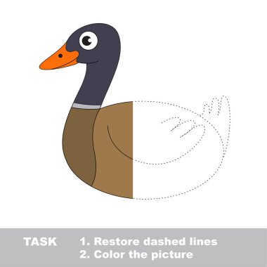 Güzel yaban ördeği. Nokta nokta eğitim oyun çocuklar için.