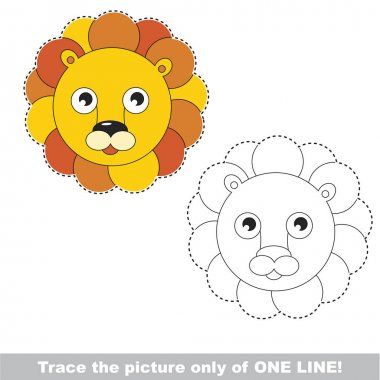 Leo yüze yalnızca bir satır, izleme kolay oyun seviyesi ile okul öncesi çocuklar için eğitici bir oyun, renkli ve renksiz sürüm takip edilebilir.