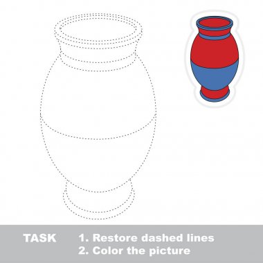 Güzel kırmızı ve mavi vazo. Nokta nokta eğitim oyun çocuklar için.