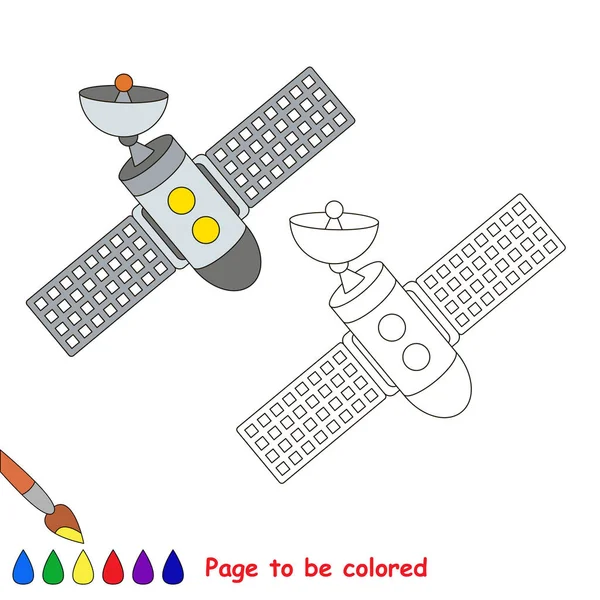 Space Station Para Colorear Libro Para Colorear Para Niños Preescolares — Vector de stock