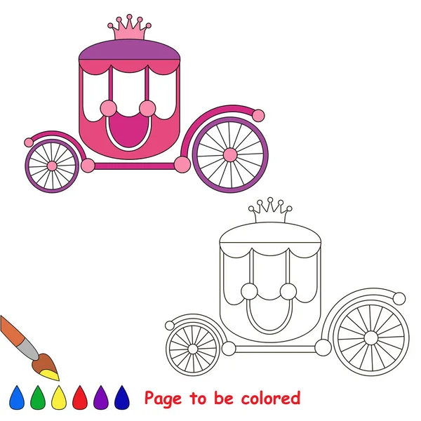 Princess Chariot Colored Coloring Book Preschool Kids Easy Educational Gaming — Stock Vector