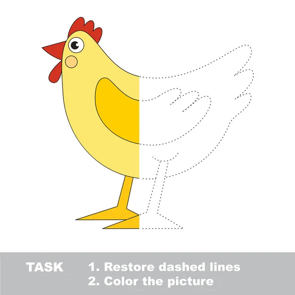 Schöne Weiße Henne Punkt Punkt Lernspiel Für Kinder — Stockvektor