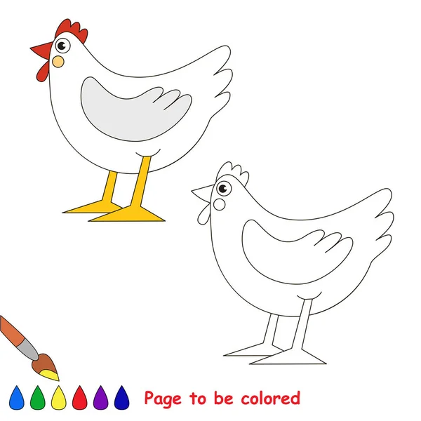 Weiße Henne Zum Färben Das Malbuch Für Vorschulkinder Mit Leichtem — Stockvektor