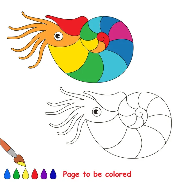 Rainbow Nautilus Colorare Libro Colorare Bambini Età Prescolare Con Facile — Vettoriale Stock