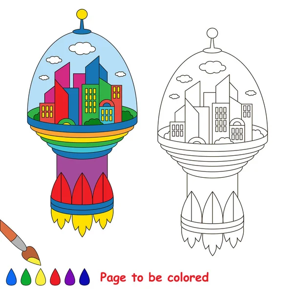 Kosmiczne Miasta Być Kolorowe Kolorowanka Dla Dzieci Wieku Przedszkolnym Dzieci — Wektor stockowy