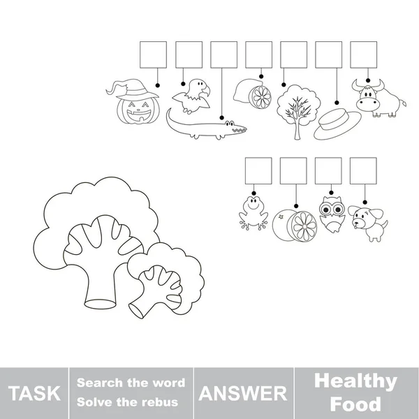 教育益智类游戏的孩子们 找到隐藏的词健康食品 矢量图形