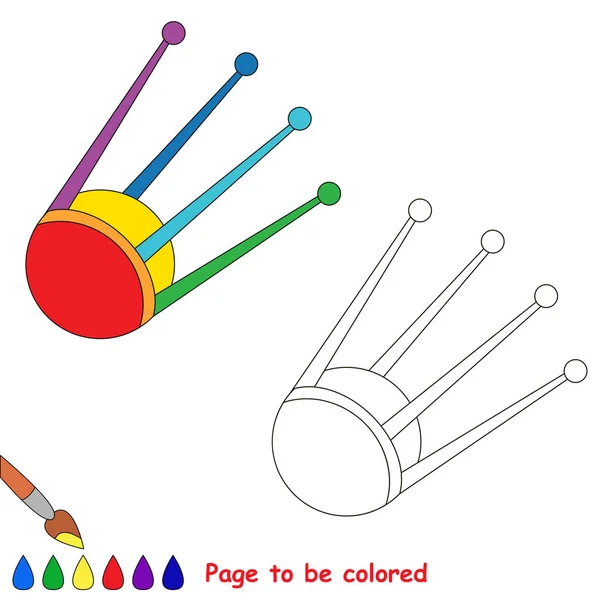 彩色卫星要着色 为学龄前儿童着色书 容易教育游戏水平 免版税图库矢量图片