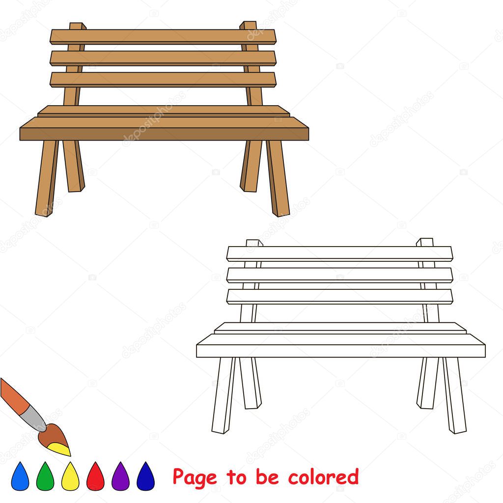 Wooden Bench to be colored, the coloring book for preschool kids with easy educational gaming level.