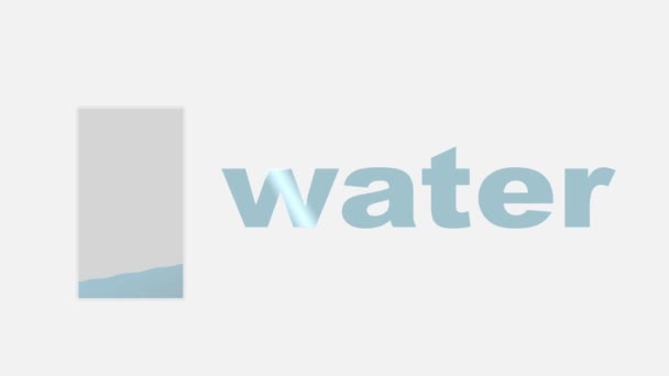 Bílém Pozadí Animovaný Kontejner Slovo Voda Nádrž Naplněna Vodou Synchronně — Stock video