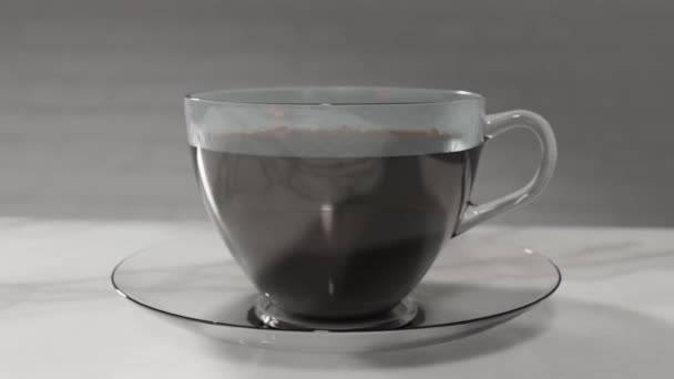 Aparat Cofa Się Bliska Filiżanki Kawy Pączki Pojawiają Się Przezroczystej — Wideo stockowe