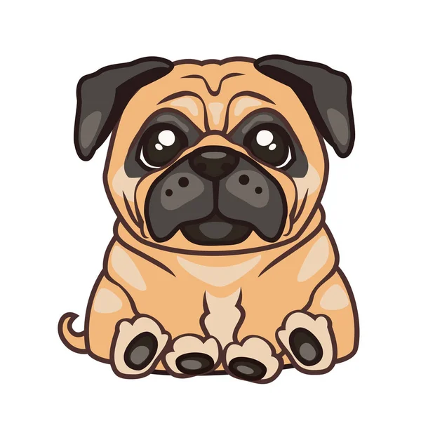 Vektör çizimi bir oturma küçük pug.