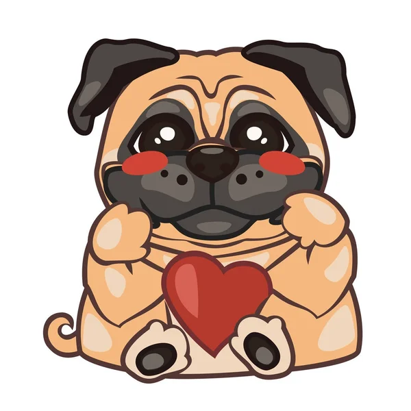 Etiqueta no pug do amor —  Vetores de Stock