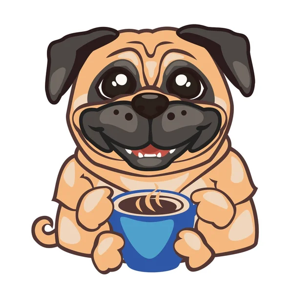 Pug bebe café — Vetor de Stock