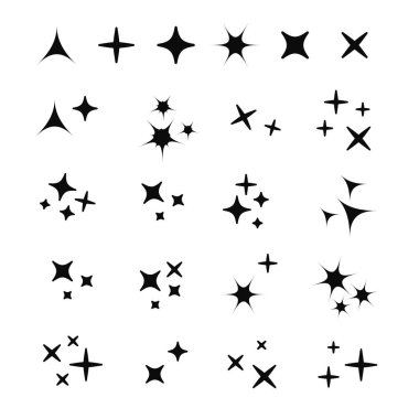 Sparkles white line collection. Sparks icons set clipart