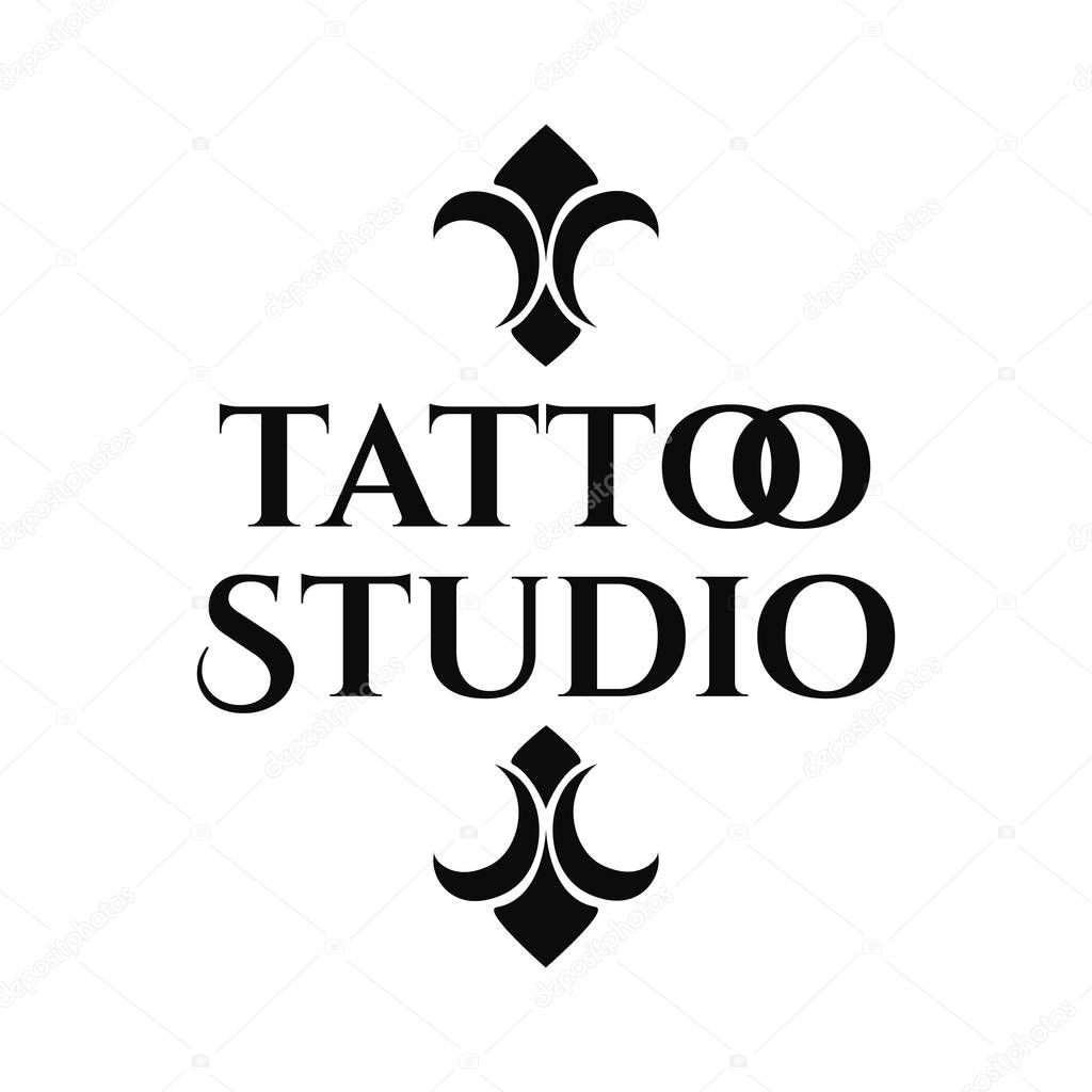 Studio tattoo retro logo template vector illustration