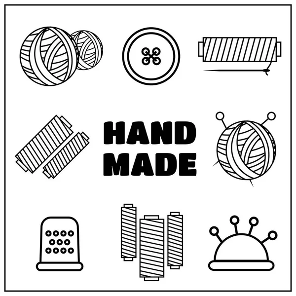 Handmade black thin line icons. Workshop logo set — Stock Vector