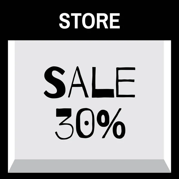 Shop front or store  view with sale sign vector illustration. — Stock Vector