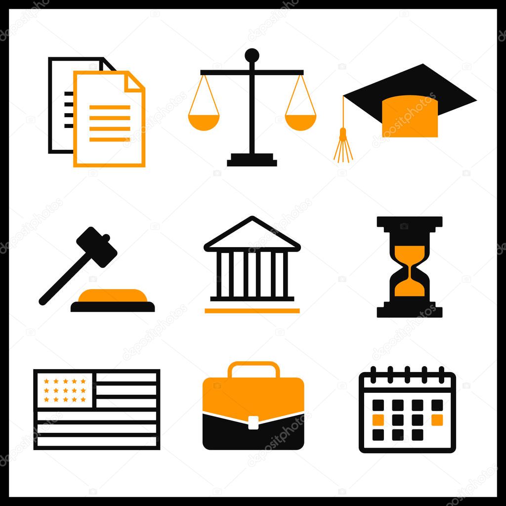 Law and justice thin line vector icons. The legal system, judge, police vector
