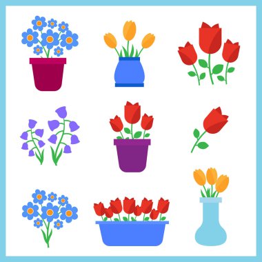 Tencere ve çiçek bahar çiçekleri