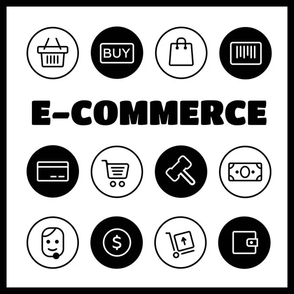 Conjunto de iconos de compras y comercio electrónico — Vector de stock