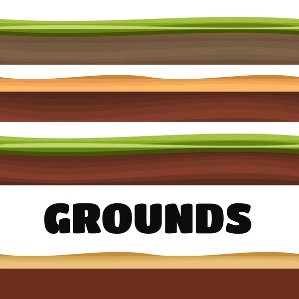 Naadloze gronden, bodem en gras ter illustratie van de Ui spel — Stockvector