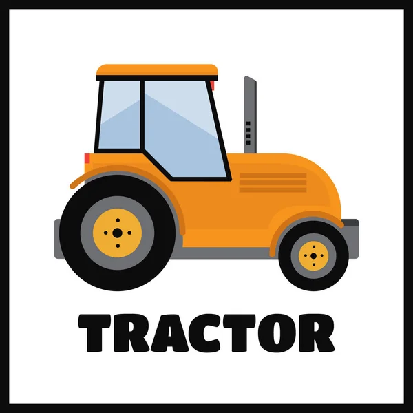 Tractor. Máquina de granjero en estilo plano — Vector de stock