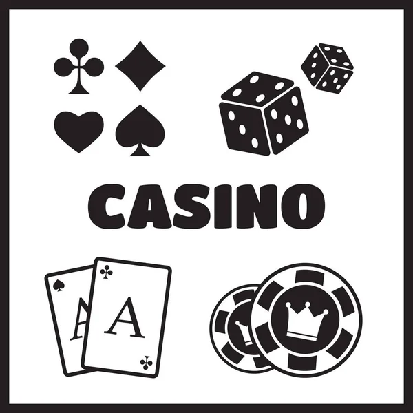 Casino icons. Poker club and gambling signs — Stock Vector